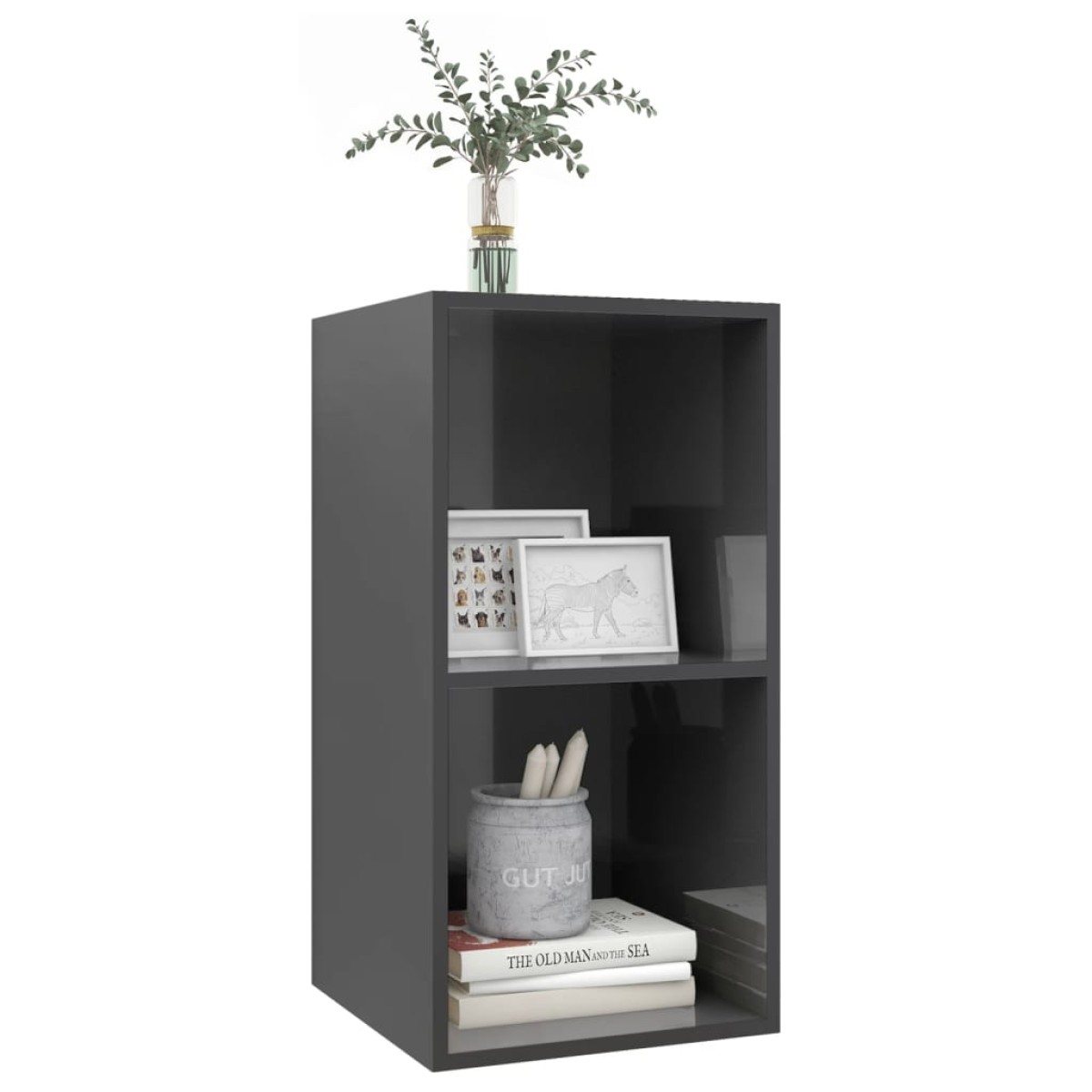 vidaXL Έπιπλο Τηλεόρασης Κρεμαστό Γυαλ. Γκρι 37x37x72 εκ. Μοριοσανίδα