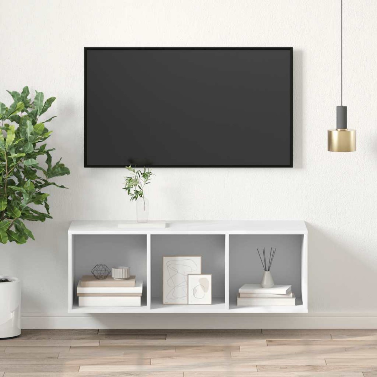 vidaXL Έπιπλο Τηλεόρασης Κρεμαστό Λευκό 37x37x107 εκ. από Μοριοσανίδα