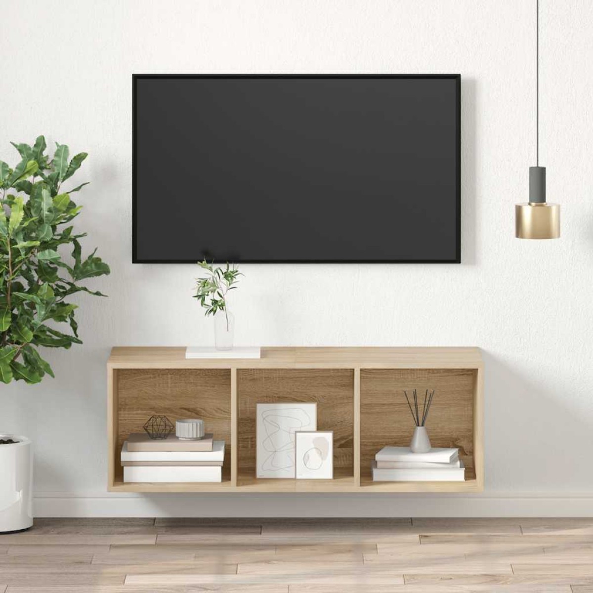vidaXL Έπιπλο Τηλεόρασης Κρεμαστό Sonoma Δρυς 37x37x107 εκ Μοριοσανίδα