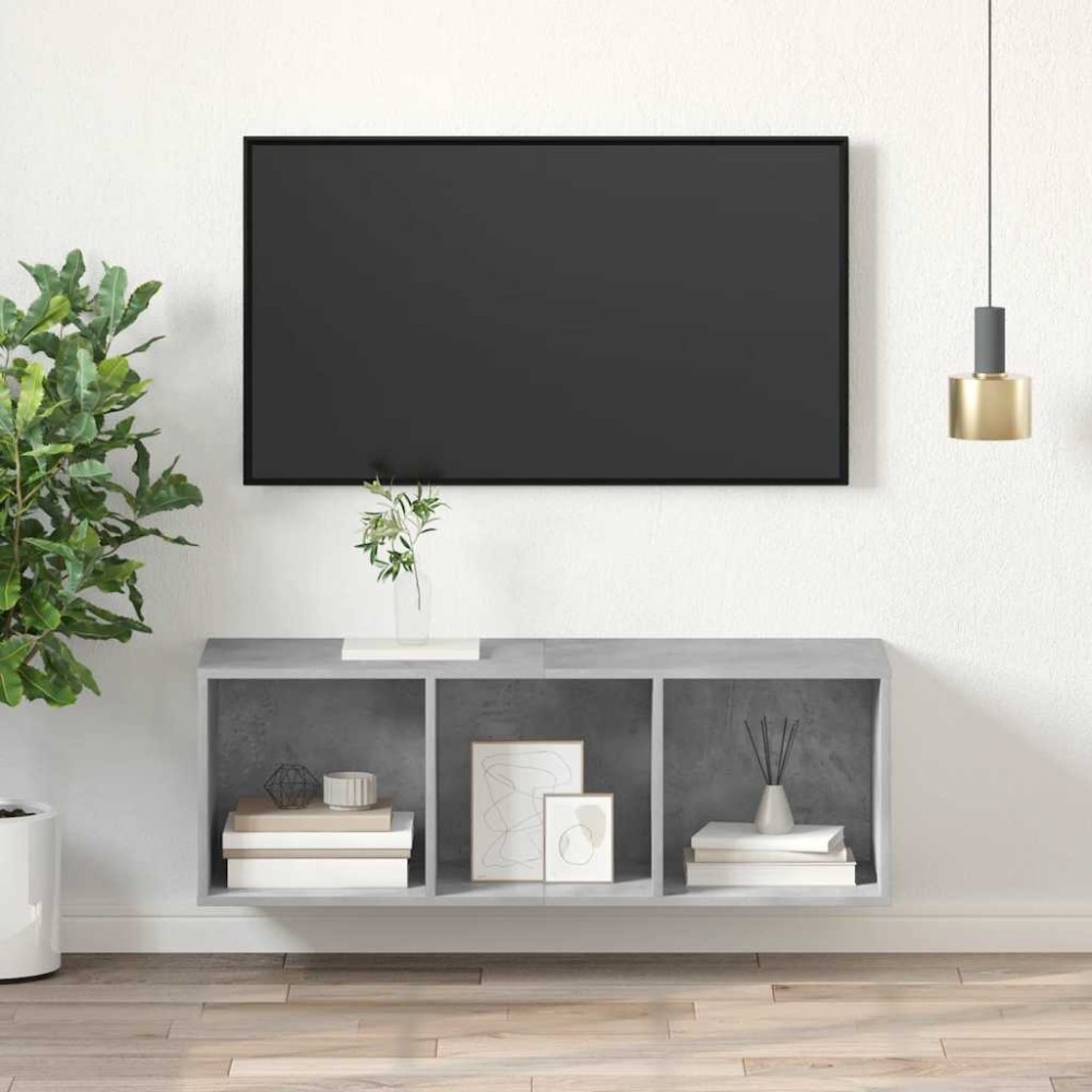 vidaXL Έπιπλο Τηλεόρασης Κρεμαστό Γκρι Σκυρ. 37x37x107 εκ. Επεξ. Ξύλο