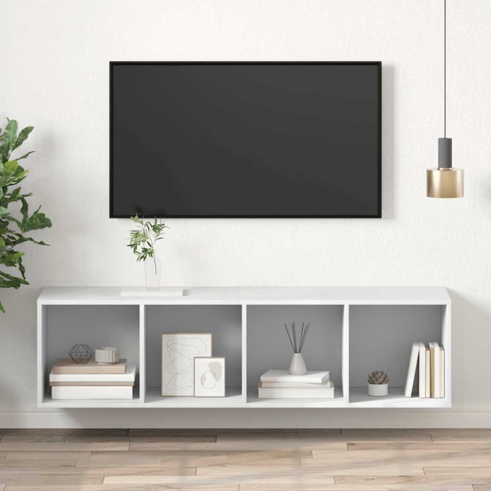 vidaXL Έπιπλο Τηλεόρασης Κρεμαστό Λευκό 37x37x142,5 εκ. από Επεξ. Ξύλο