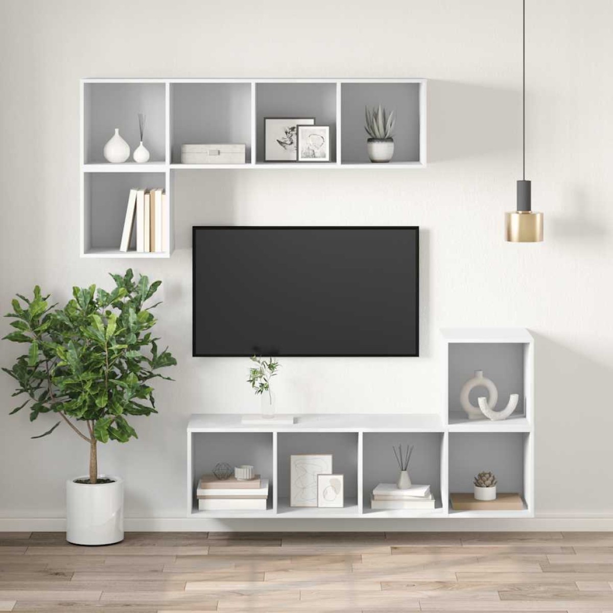 vidaXL Έπιπλο Τηλεόρασης Κρεμαστό Λευκό 37x37x142,5 εκ. Μοριοσανίδα