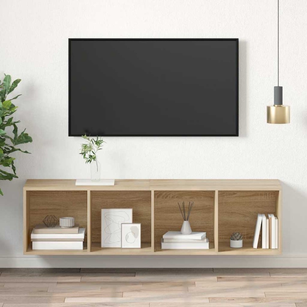 vidaXL Έπιπλο Τηλεόρασης Κρεμαστό Δρυς 37x37x142,5 εκ. από Επεξ. Ξύλο