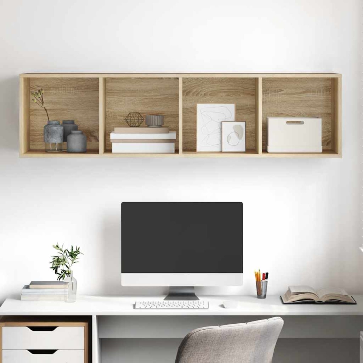 vidaXL Έπιπλο Τηλεόρασης Κρεμαστό Δρυς 37x37x142,5 εκ. από Μοριοσανίδα