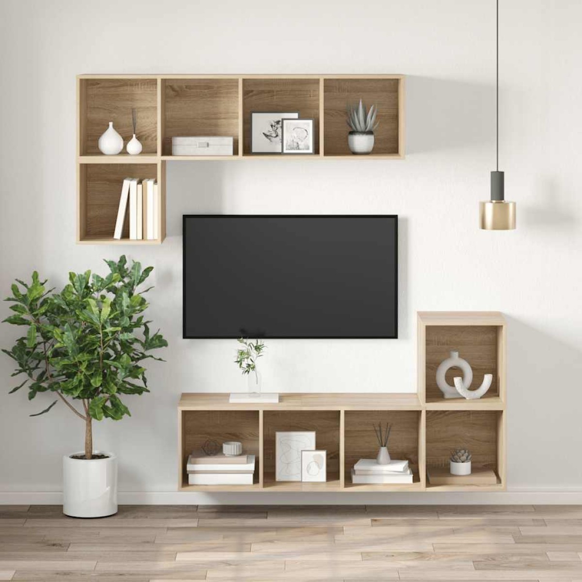 vidaXL Έπιπλο Τηλεόρασης Κρεμαστό Δρυς 37x37x142,5 εκ. από Μοριοσανίδα