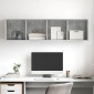 vidaXL Έπιπλο Τηλεόρασης Κρεμαστό Γκρι Σκυρ. 37x37x142,5εκ Μοριοσανίδα
