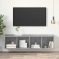 vidaXL Έπιπλο Τηλεόρασης Κρεμαστό Γκρι Σκυρ. 37x37x142,5εκ Μοριοσανίδα
