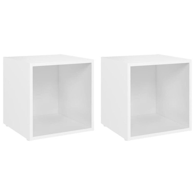 vidaXL Έπιπλα Τηλεόρασης 2 τεμ. Λευκά 37 x 35 x 37 εκ. από Επεξ. Ξύλο