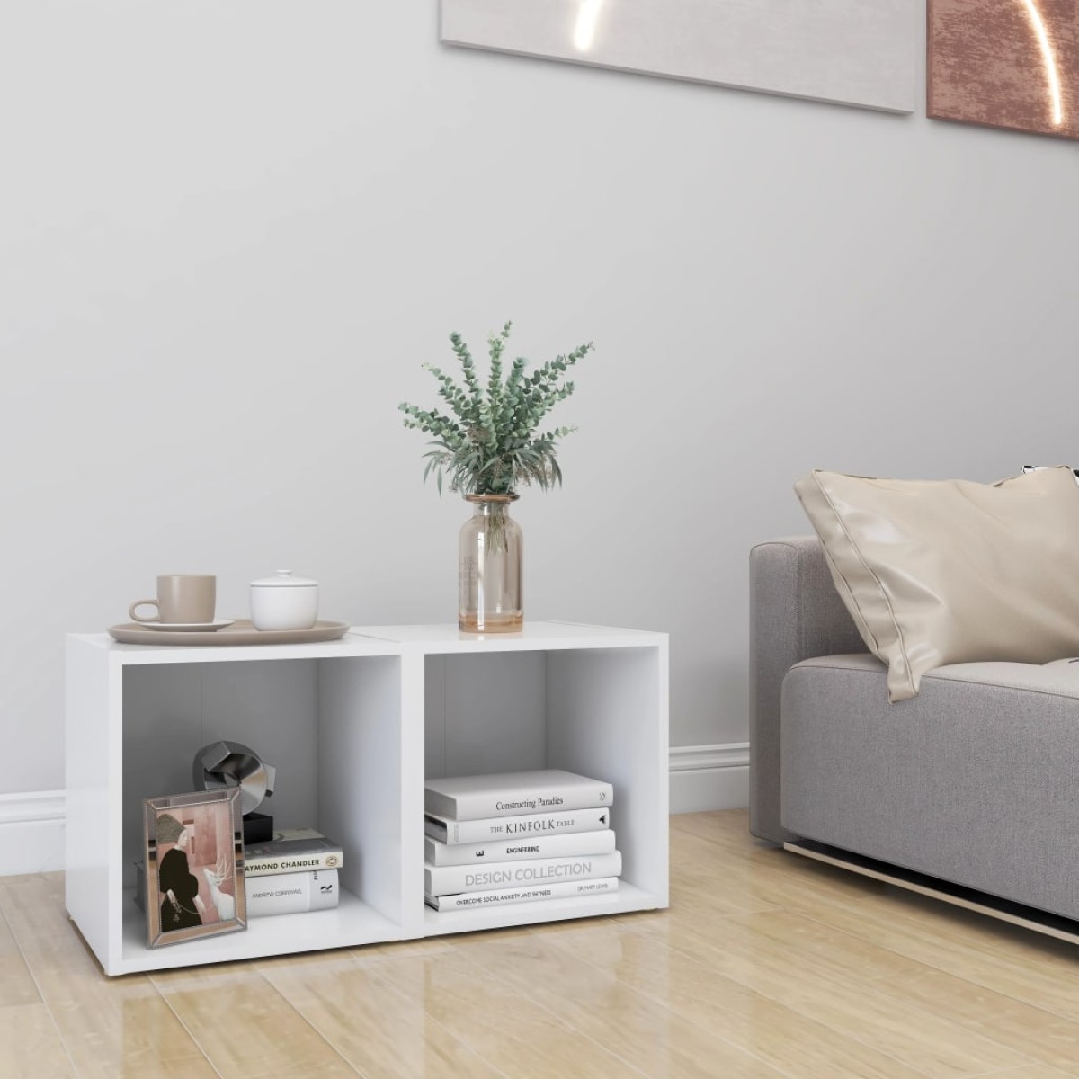 vidaXL Έπιπλα Τηλεόρασης 2 τεμ. Λευκά 37 x 35 x 37 εκ. από Μοριοσανίδα