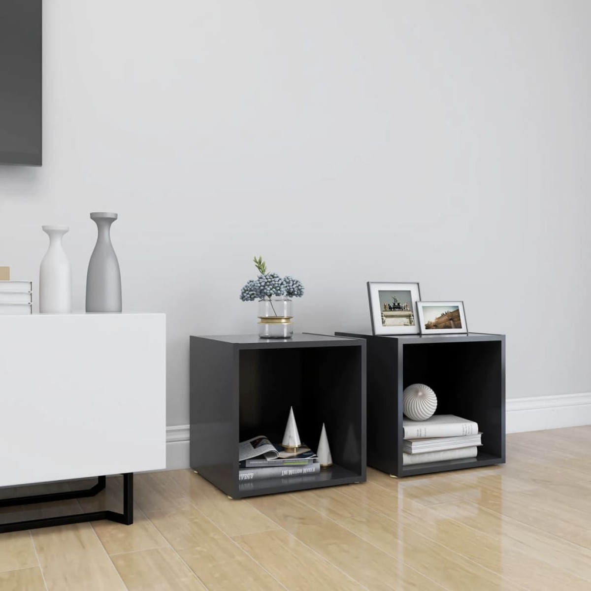 vidaXL Έπιπλα Τηλεόρασης 4 τεμ. Γκρι 37 x 35 x 37 εκ. από Μοριοσανίδα