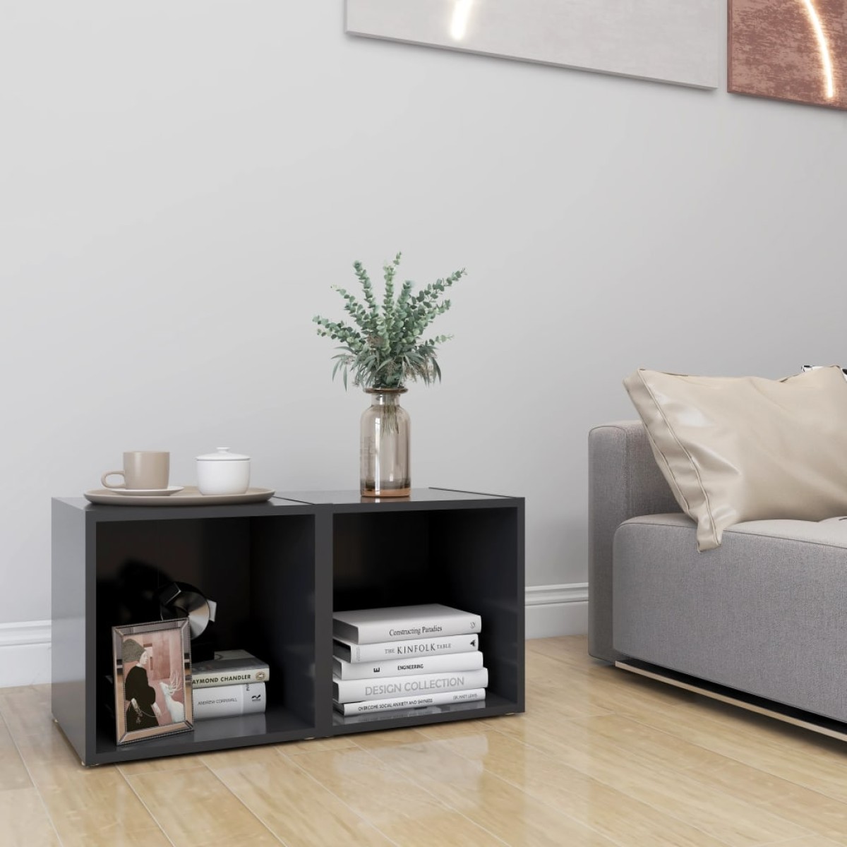 vidaXL Έπιπλα Τηλεόρασης 4 τεμ. Γκρι 37 x 35 x 37 εκ. από Μοριοσανίδα