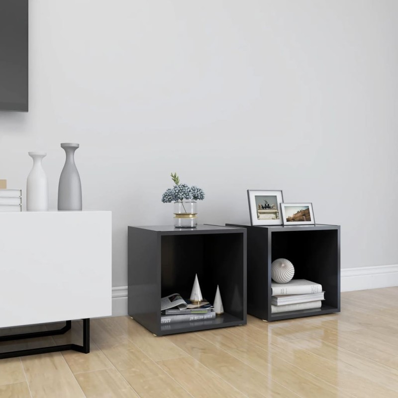 vidaXL Έπιπλα Τηλεόρασης 2 τεμ. Γκρι 37 x 35 x 37 εκ. από Επεξ. Ξύλο