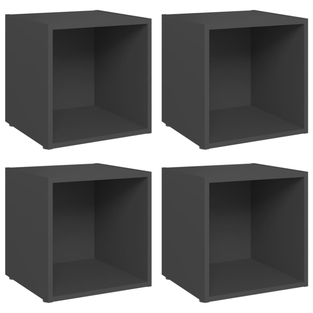 vidaXL Έπιπλα Τηλεόρασης 4 τεμ. Γκρι 37 x 35 x 37 εκ. από Επεξ. Ξύλο