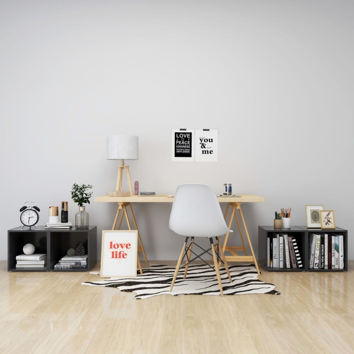 vidaXL Έπιπλα Τηλεόρασης 4 τεμ. Γκρι 37 x 35 x 37 εκ. από Μοριοσανίδα