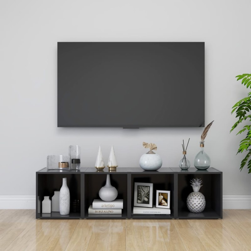 vidaXL Έπιπλα Τηλεόρασης 4 τεμ. Γκρι 37 x 35 x 37 εκ. από Επεξ. Ξύλο
