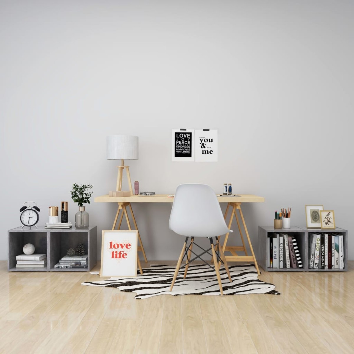 vidaXL Έπιπλα Τηλεόρασης 4 τεμ. Γκρι Σκυροδ. 37x35x37 εκ. Μοριοσανίδα