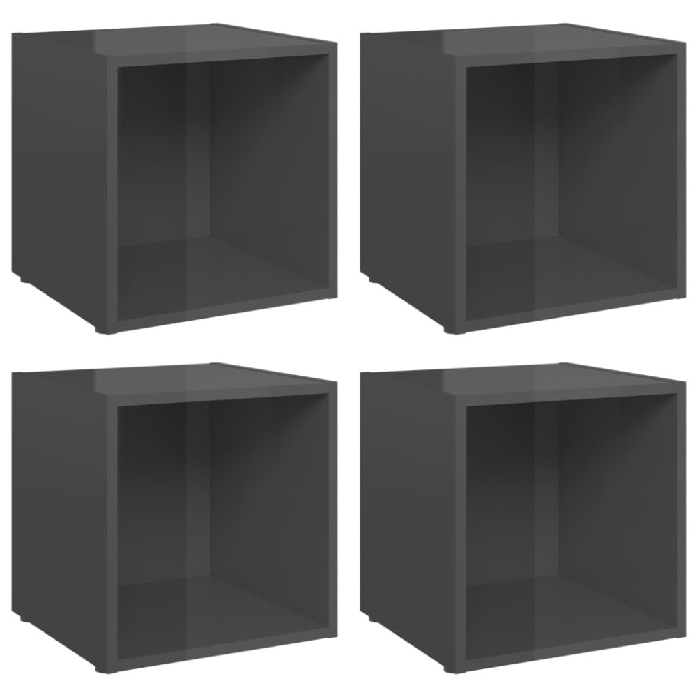 vidaXL Έπιπλα Τηλεόρασης 4 τεμ. Γυαλ. Γκρι 37x35x37 εκ. Επεξ. Ξύλο