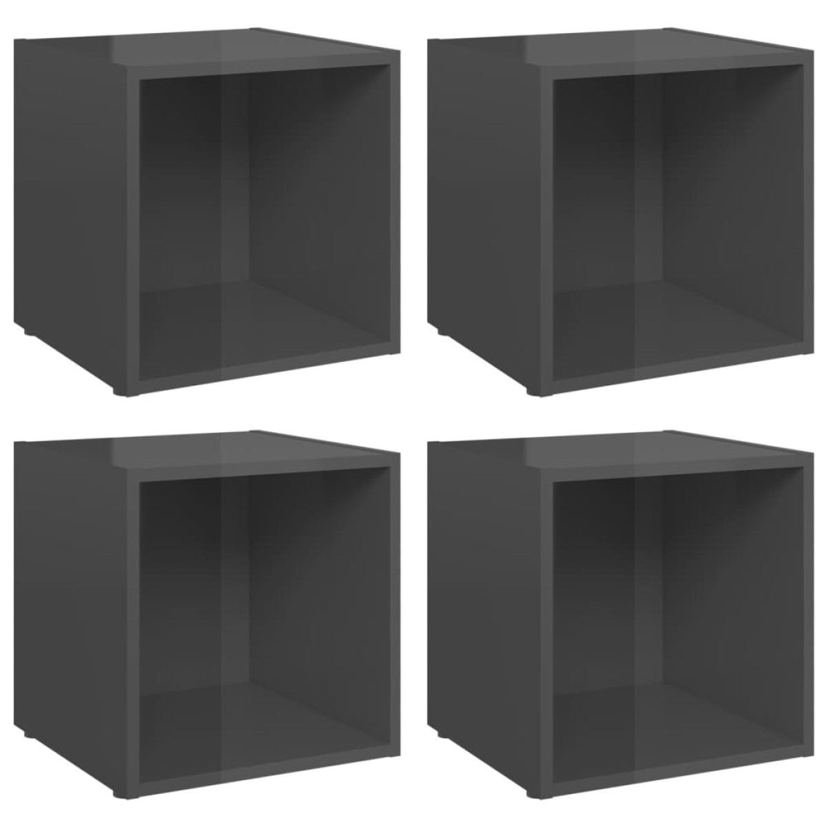vidaXL Έπιπλα Τηλεόρασης 4 τεμ. Γυαλ. Γκρι 37x35x37 εκ. Μοριοσανίδα