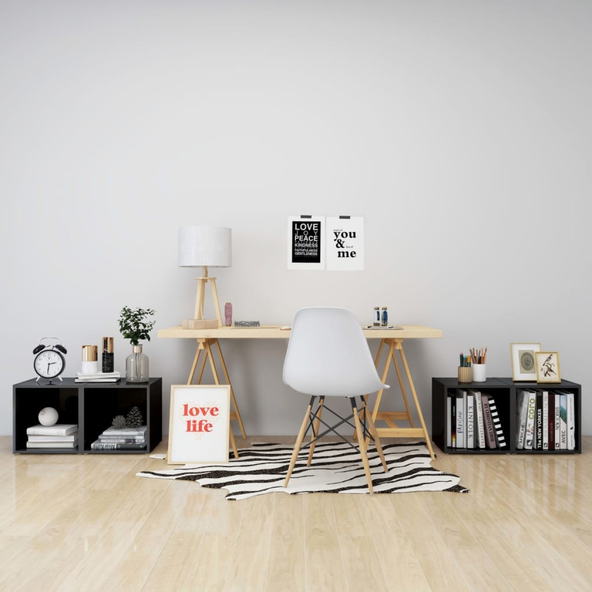 vidaXL Έπιπλα Τηλεόρασης 4 τεμ. Γυαλ. Γκρι 37x35x37 εκ. Μοριοσανίδα