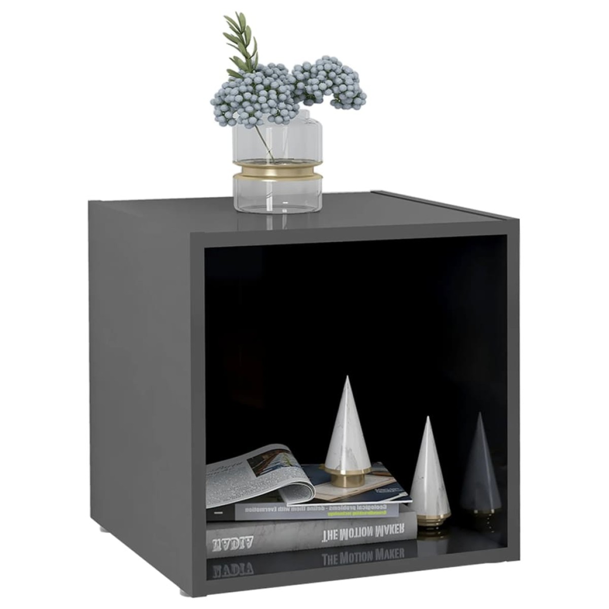 vidaXL Έπιπλα Τηλεόρασης 4 τεμ. Γυαλ. Γκρι 37x35x37 εκ. Μοριοσανίδα