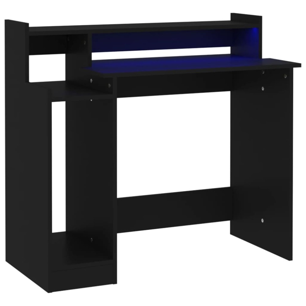 vidaXL Γραφείο με LED Μαύρο 97 x 45 x 90 εκ. από Επεξεργασμένο Ξύλο