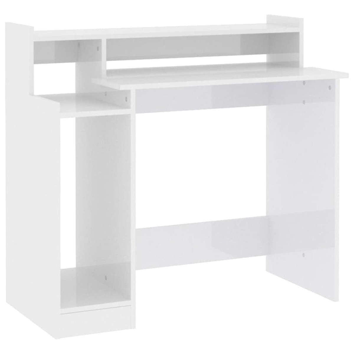 vidaXL Γραφείο με LED Γυαλιστερό λευκό 97x45x90 εκ. Επεξεργ. Ξύλο