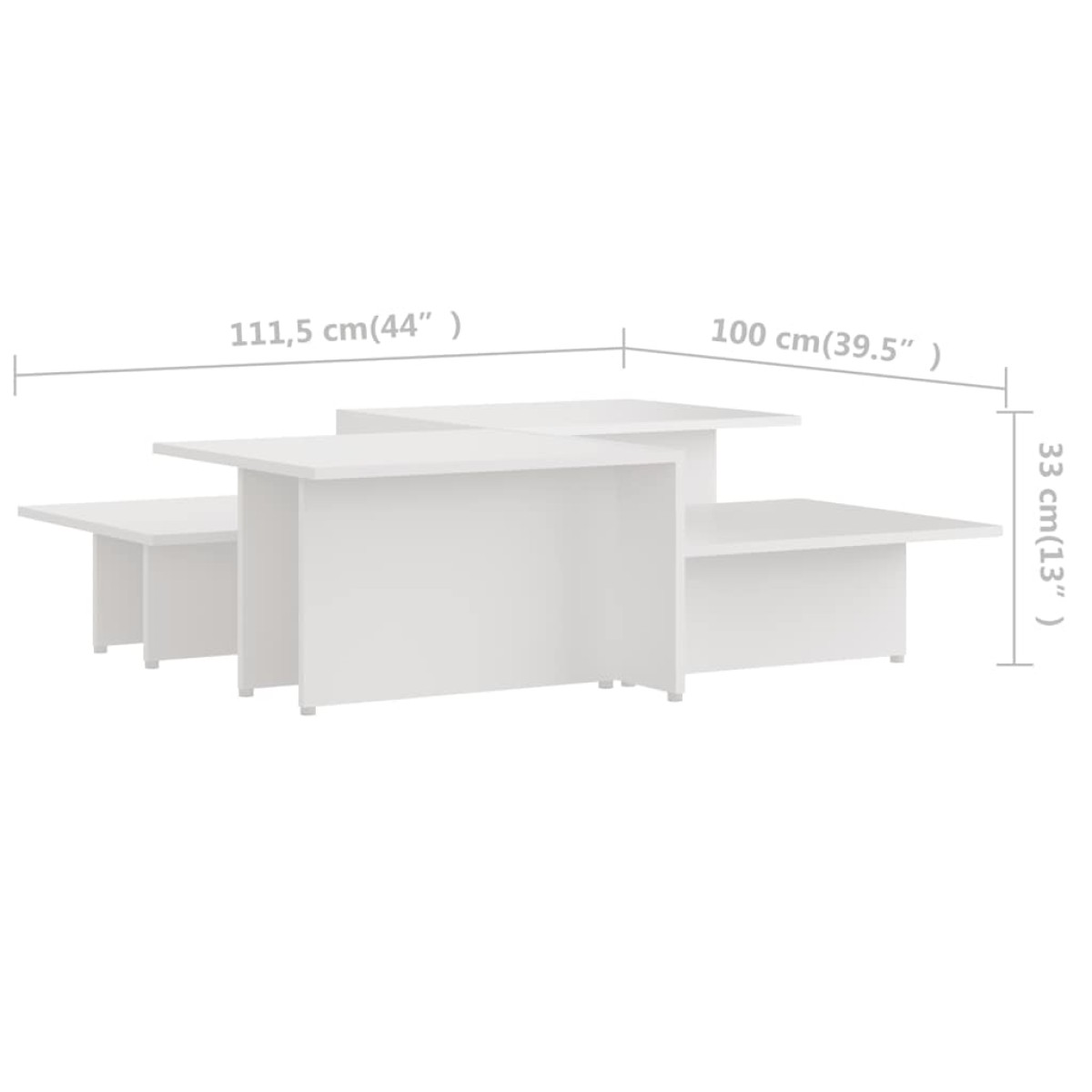 vidaXL Τραπεζάκια Σαλονιού 2 τεμ. Λευκά 111,5x50x33 εκ. Επεξεργ. Ξύλο