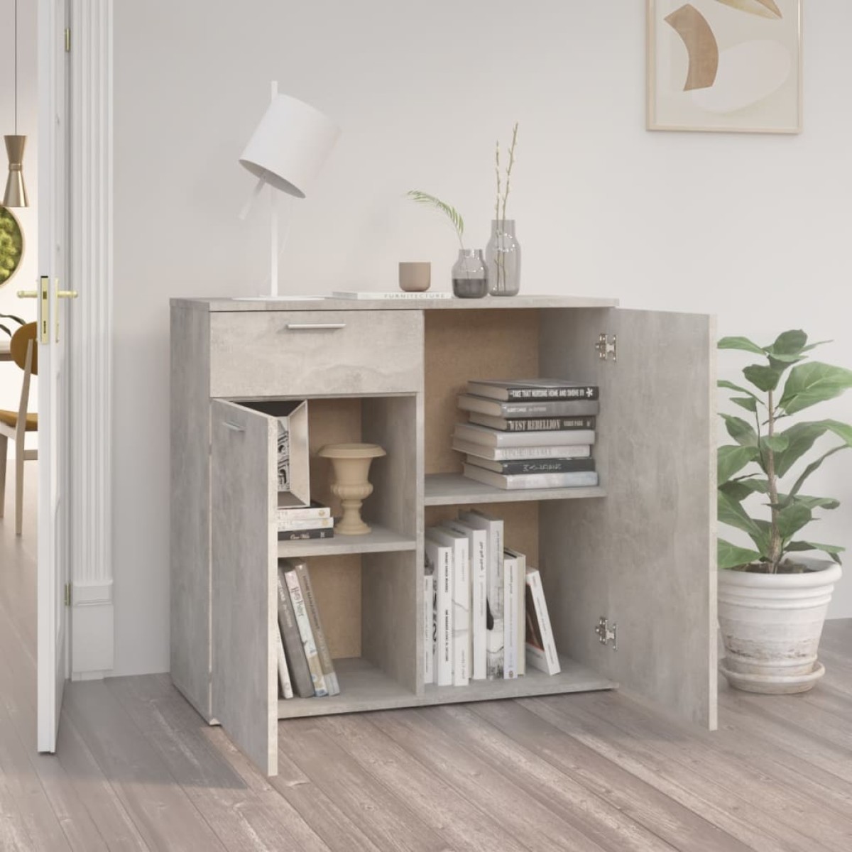 vidaXL Ντουλάπι με Συρτάρι Γκρι Σκυροδέματος 80x36x75 εκ. Μοριοσανίδα