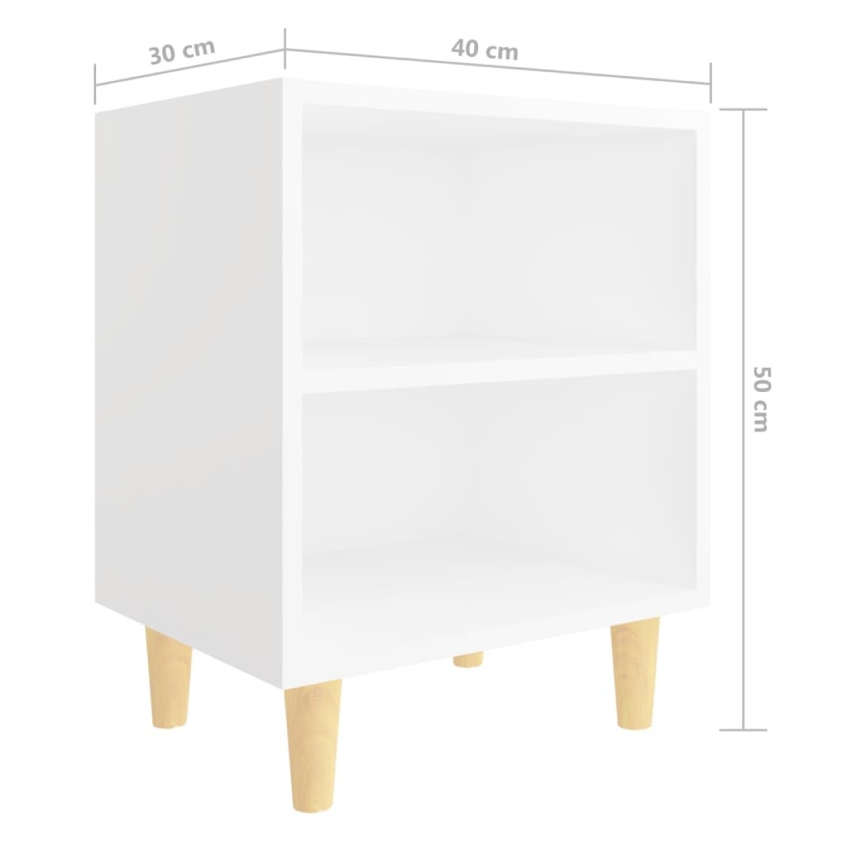 vidaXL Κομοδίνο Λευκό 40 x 30 x 50 εκ. με Μασίφ Ξύλινα Πόδια