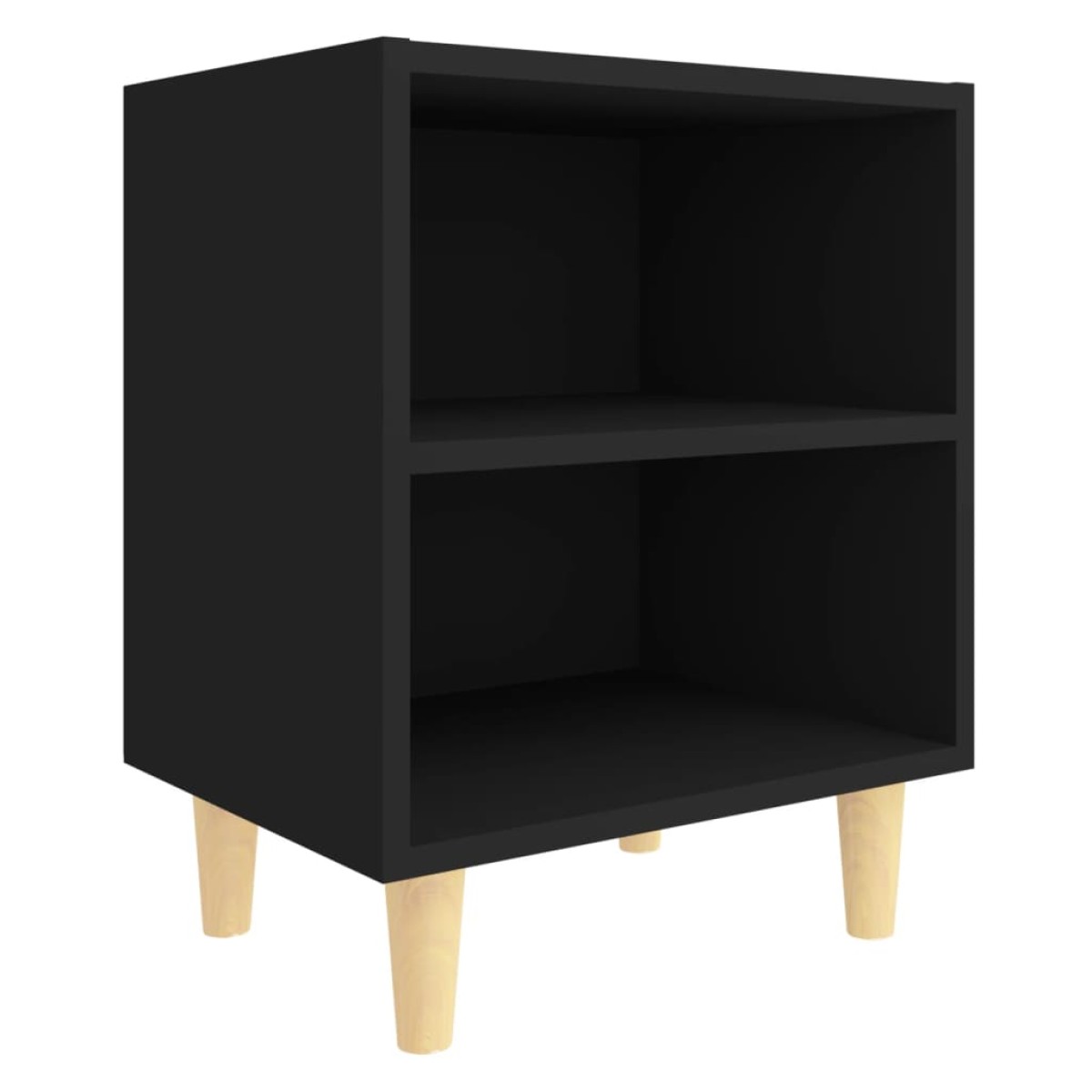 vidaXL Κομοδίνο Μαύρο 40 x 30 x 50 εκ. με Μασίφ Ξύλινα Πόδια