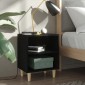 vidaXL Κομοδίνο Μαύρο 40 x 30 x 50 εκ. με Μασίφ Ξύλινα Πόδια