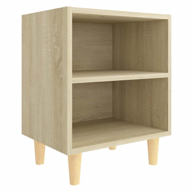 vidaXL Κομοδίνο Sonoma Δρυς 40 x 30 x 50 εκ. με Μασίφ Ξύλινα Πόδια