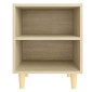 vidaXL Κομοδίνο Sonoma Δρυς 40 x 30 x 50 εκ. με Μασίφ Ξύλινα Πόδια