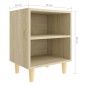 vidaXL Κομοδίνο Sonoma Δρυς 40 x 30 x 50 εκ. με Μασίφ Ξύλινα Πόδια
