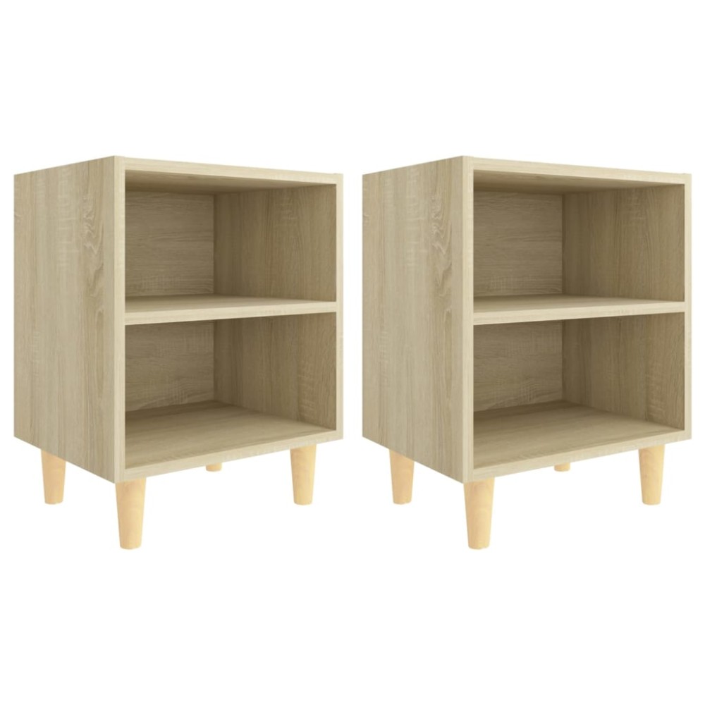 vidaXL Κομοδίνα 2 τεμ. Sonoma Δρυς 40x30x50εκ. & Μασίφ Ξύλινα Πόδια