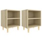 vidaXL Κομοδίνα 2 τεμ. Sonoma Δρυς 40x30x50εκ. & Μασίφ Ξύλινα Πόδια