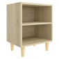 vidaXL Κομοδίνα 2 τεμ. Sonoma Δρυς 40x30x50εκ. & Μασίφ Ξύλινα Πόδια