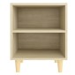 vidaXL Κομοδίνα 2 τεμ. Sonoma Δρυς 40x30x50εκ. & Μασίφ Ξύλινα Πόδια