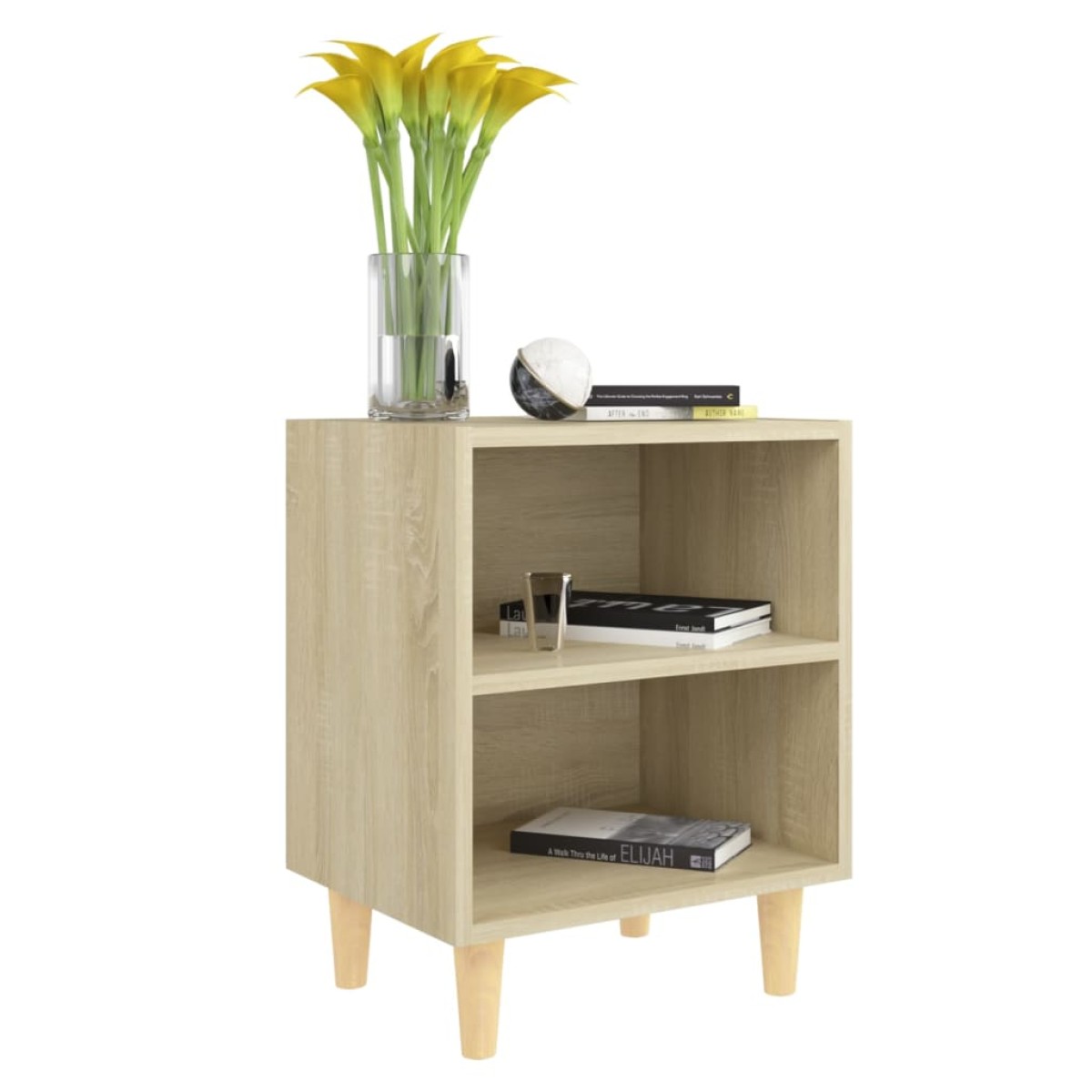 vidaXL Κομοδίνα 2 τεμ. Sonoma Δρυς 40x30x50εκ. & Μασίφ Ξύλινα Πόδια