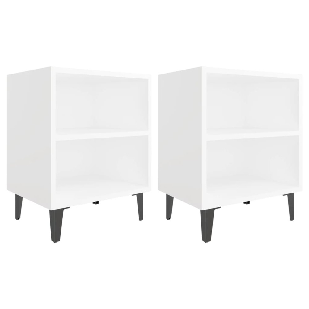 vidaXL Κομοδίνα 2 τεμ. Λευκά 40 x 30 x 50 εκ. με Μεταλλικά Πόδια