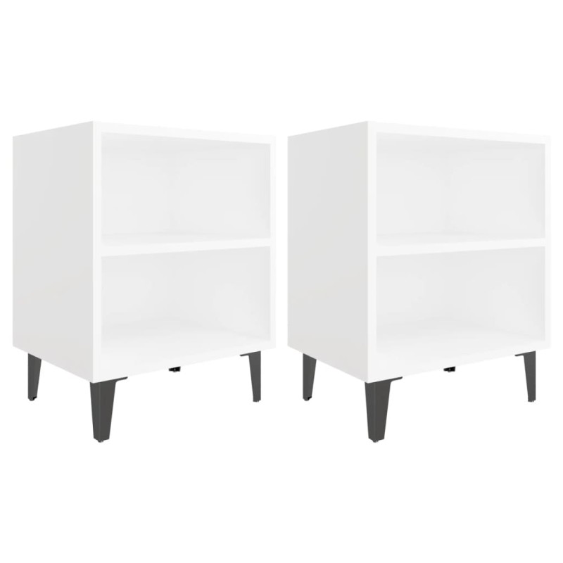 vidaXL Κομοδίνα 2 τεμ. Λευκά 40 x 30 x 50 εκ. με Μεταλλικά Πόδια