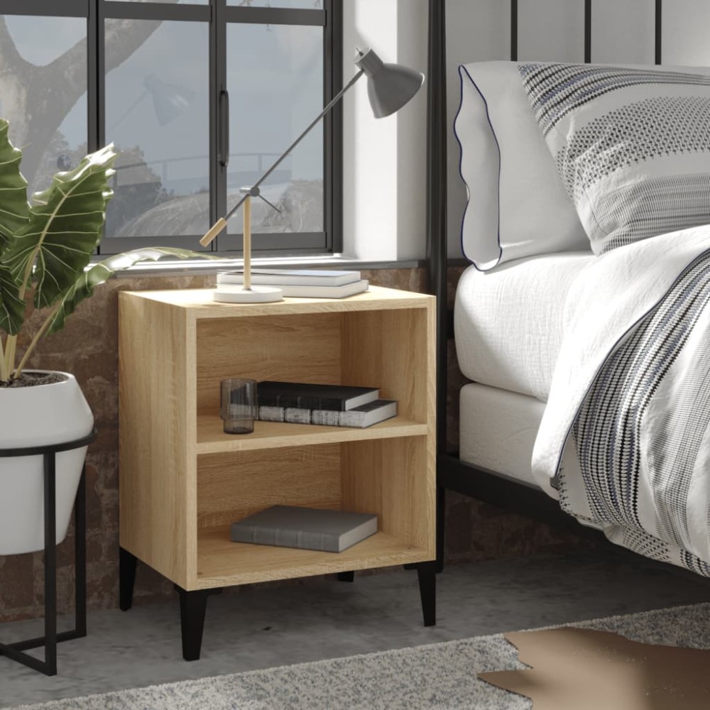 vidaXL Κομοδίνο Sonoma Δρυς 40 x 30 x 50 εκ. με Μεταλλικά Πόδια