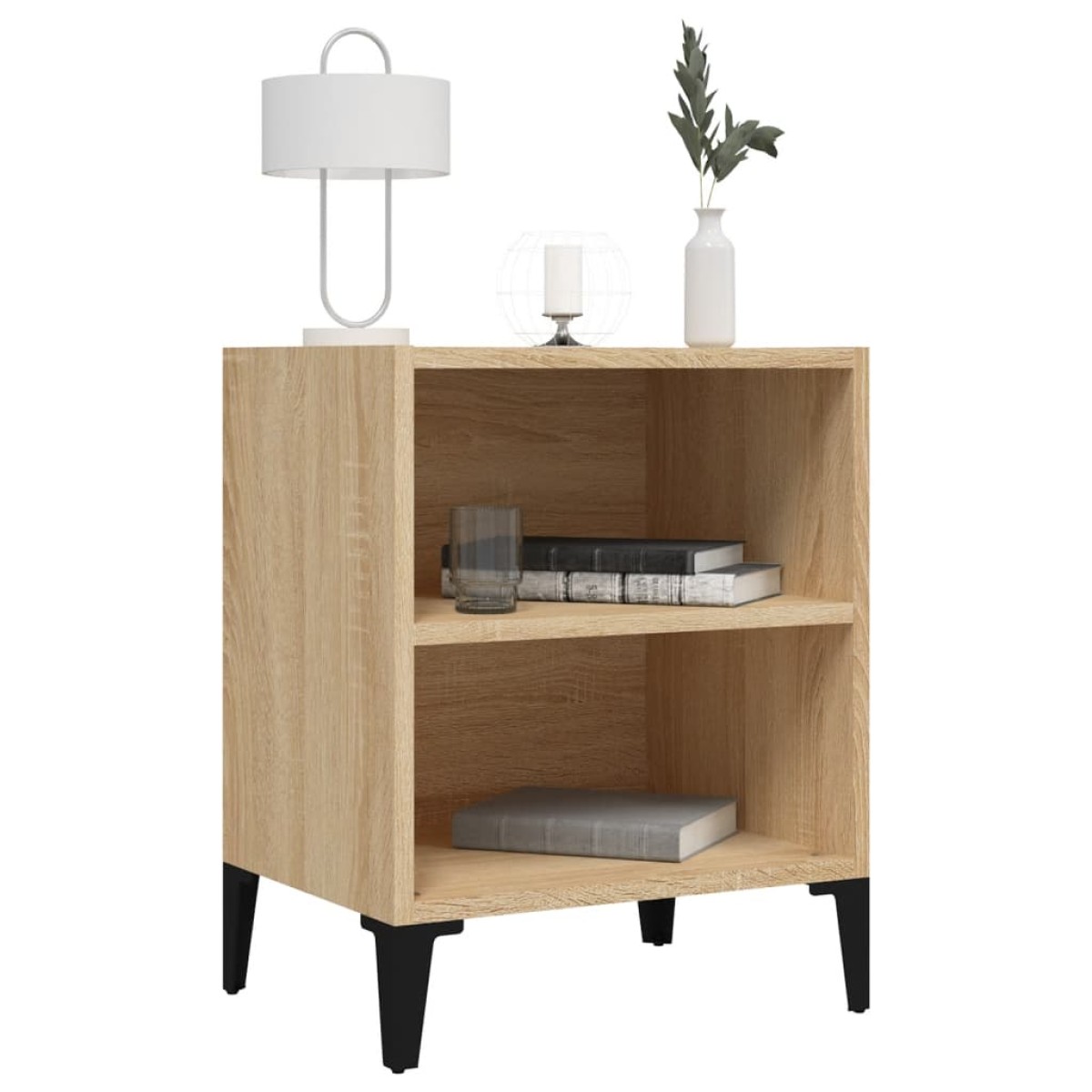 vidaXL Κομοδίνο Sonoma Δρυς 40 x 30 x 50 εκ. με Μεταλλικά Πόδια
