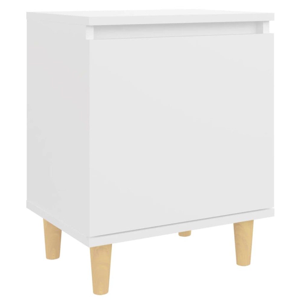 vidaXL Κομοδίνo Λευκό 40 x 30 x 50 εκ. με Μασίφ Ξύλινα Πόδια