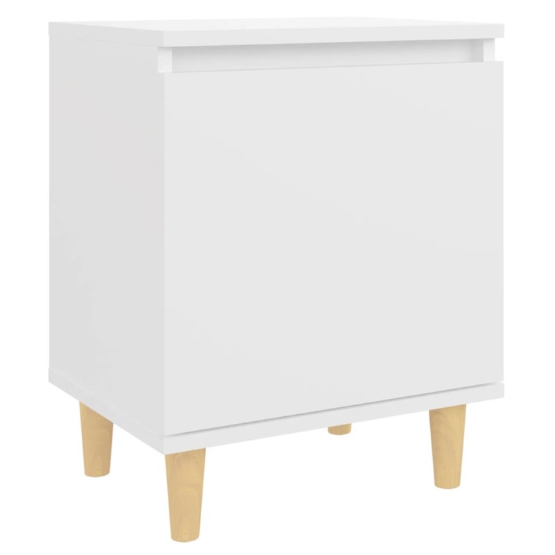 vidaXL Κομοδίνo Λευκό 40 x 30 x 50 εκ. με Μασίφ Ξύλινα Πόδια
