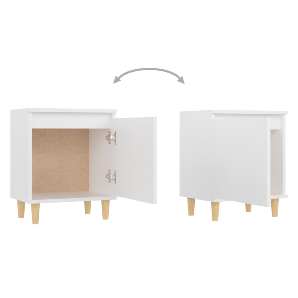 vidaXL Κομοδίνo Λευκό 40 x 30 x 50 εκ. με Μασίφ Ξύλινα Πόδια