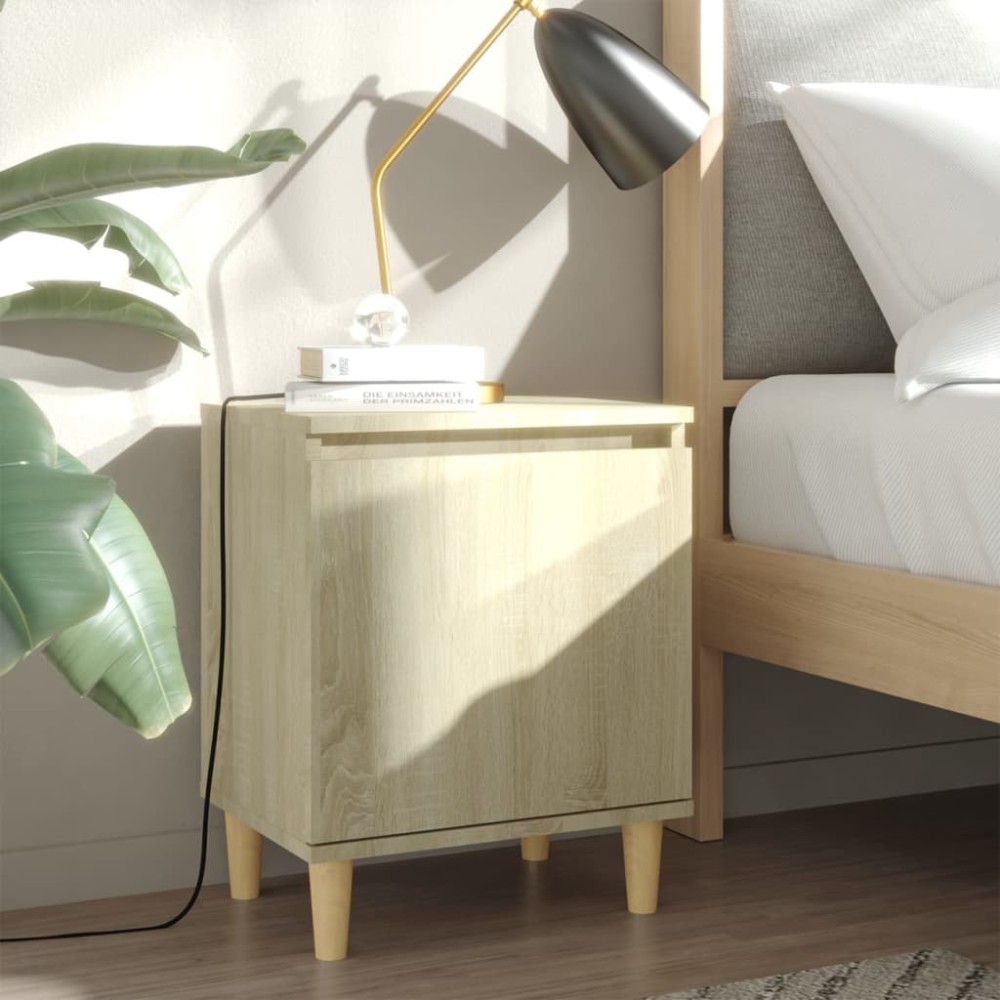 vidaXL Κομοδίνο Sonoma Δρυς 40 x 30 x 50 εκ. με Μασίφ Ξύλινα Πόδια
