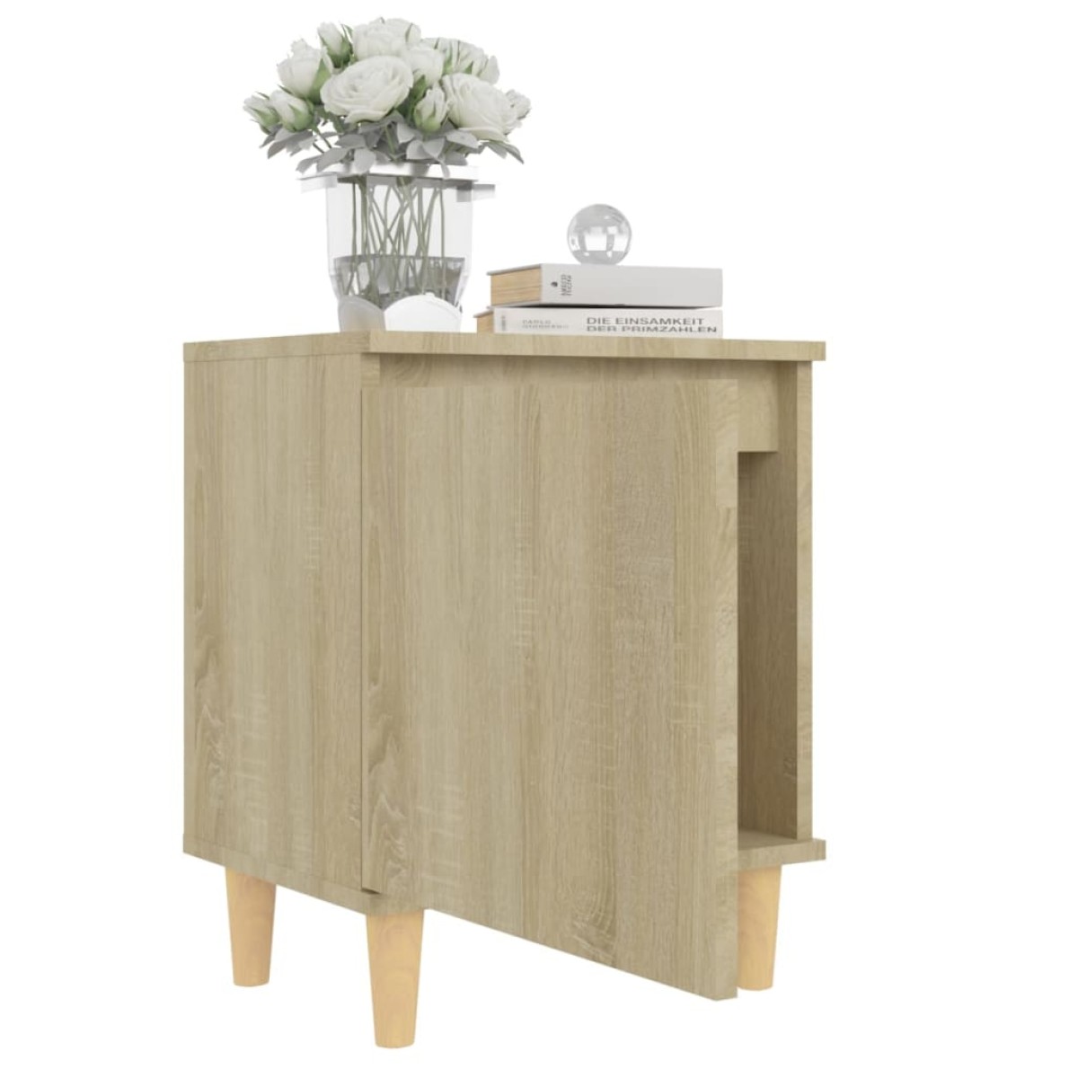 vidaXL Κομοδίνο Sonoma Δρυς 40 x 30 x 50 εκ. με Μασίφ Ξύλινα Πόδια