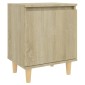 vidaXL Κομοδίνα 2 τεμ. Sonoma Δρυς 40x30x50εκ. & Πόδια από Μασίφ Ξύλο