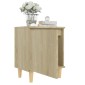 vidaXL Κομοδίνα 2 τεμ. Sonoma Δρυς 40x30x50εκ. & Πόδια από Μασίφ Ξύλο